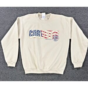 Vintage‎ Corvette Sweatshirt Mens M Cream USA Flag Graphic National Museum